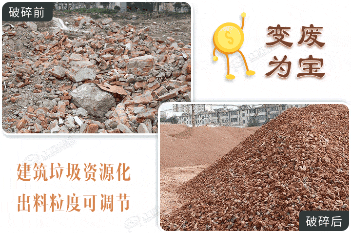 建筑垃圾破碎前后，還能運(yùn)用到建筑骨料中